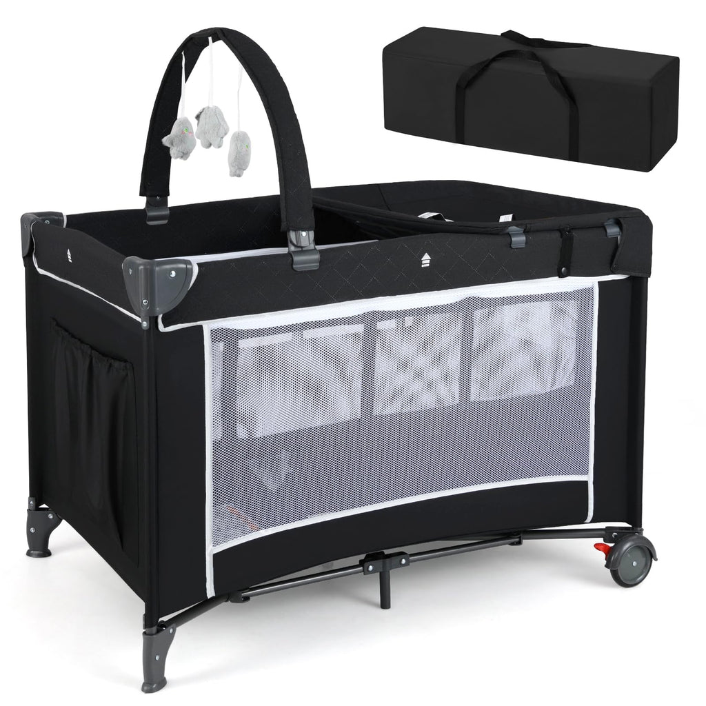 4 in 1 Folding Playpen with Bassinet and Carry Bag L3902