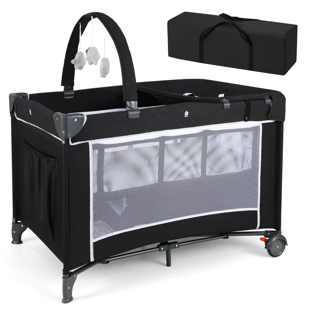4 in 1 Folding Playpen with Bassinet and Carry Bag L3902