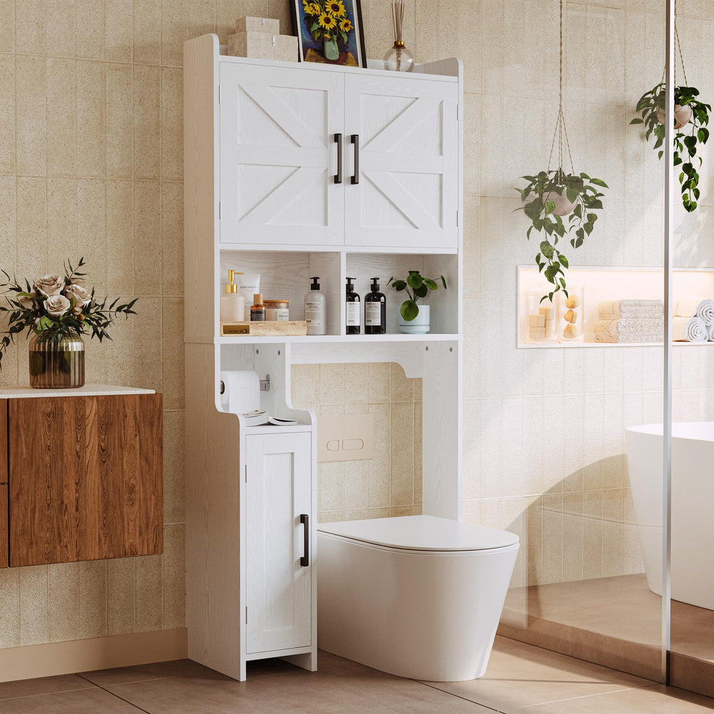 White Over The Toilet Storage Cabinet with Adjustable Shelves N122699