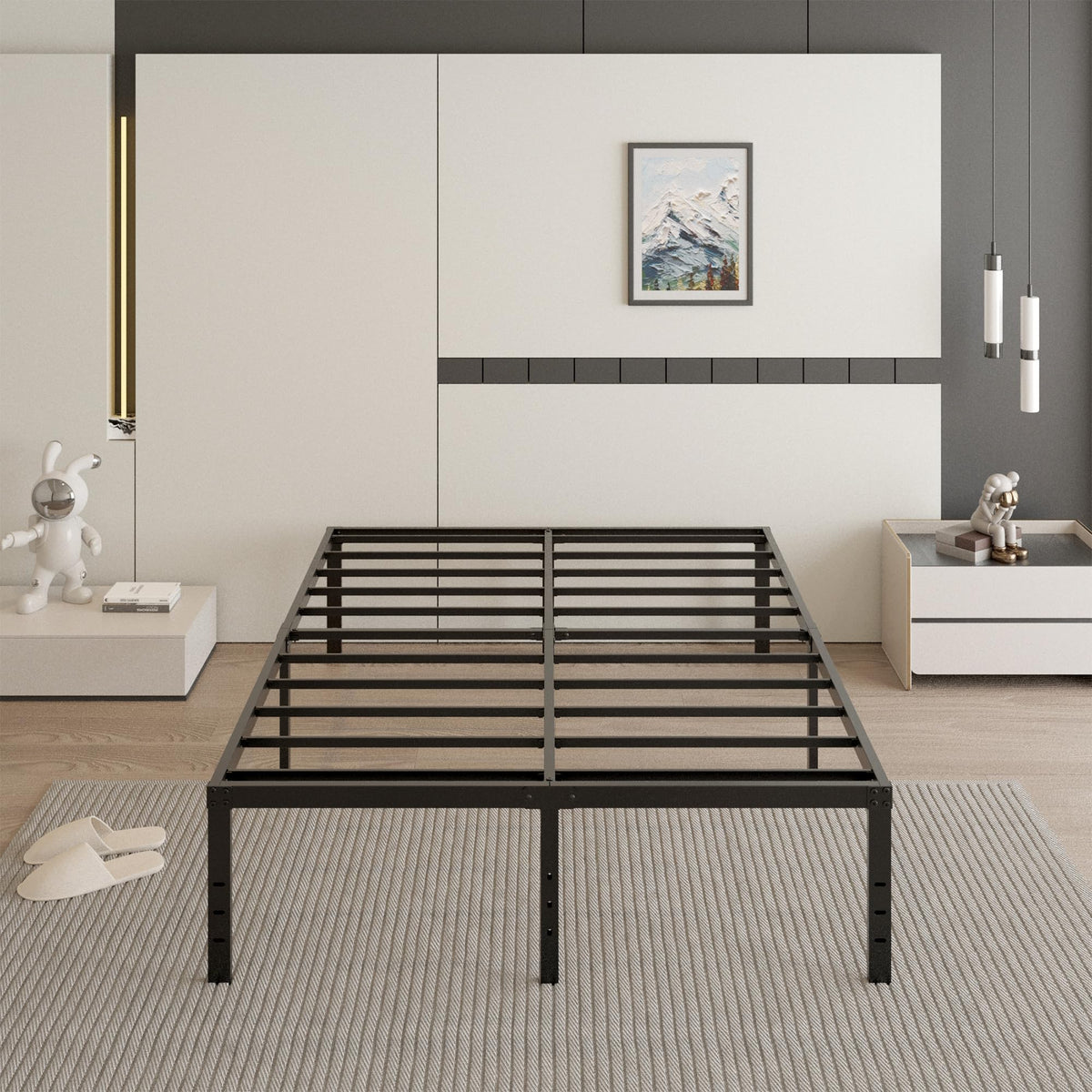 18 Inch Queen Size Metal Bed Frame C75558