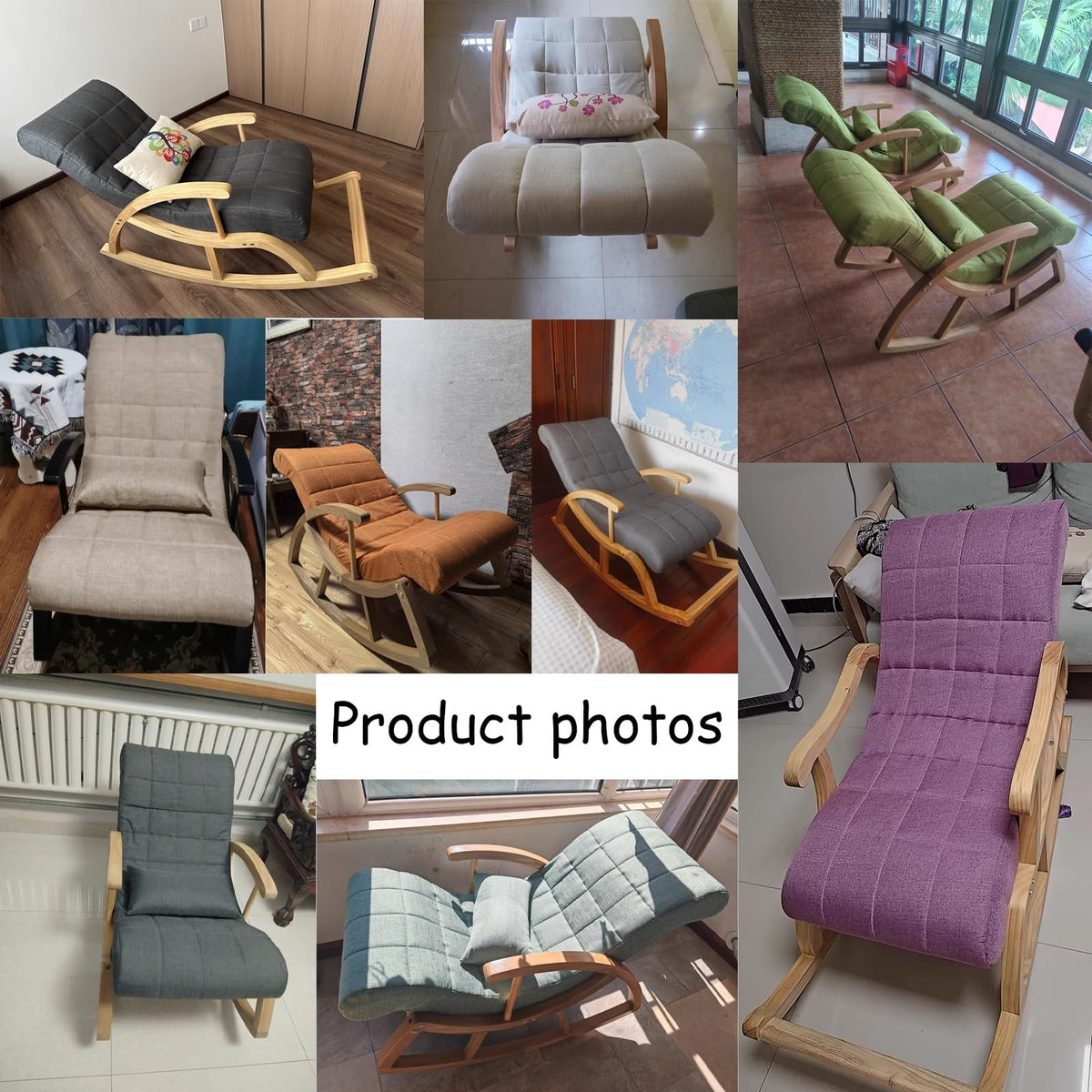 Upholstered Rocking Chair with High Backrest B38193