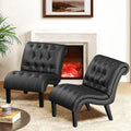 Black PU Leather Armless Accent Chair Set of 2 L64021