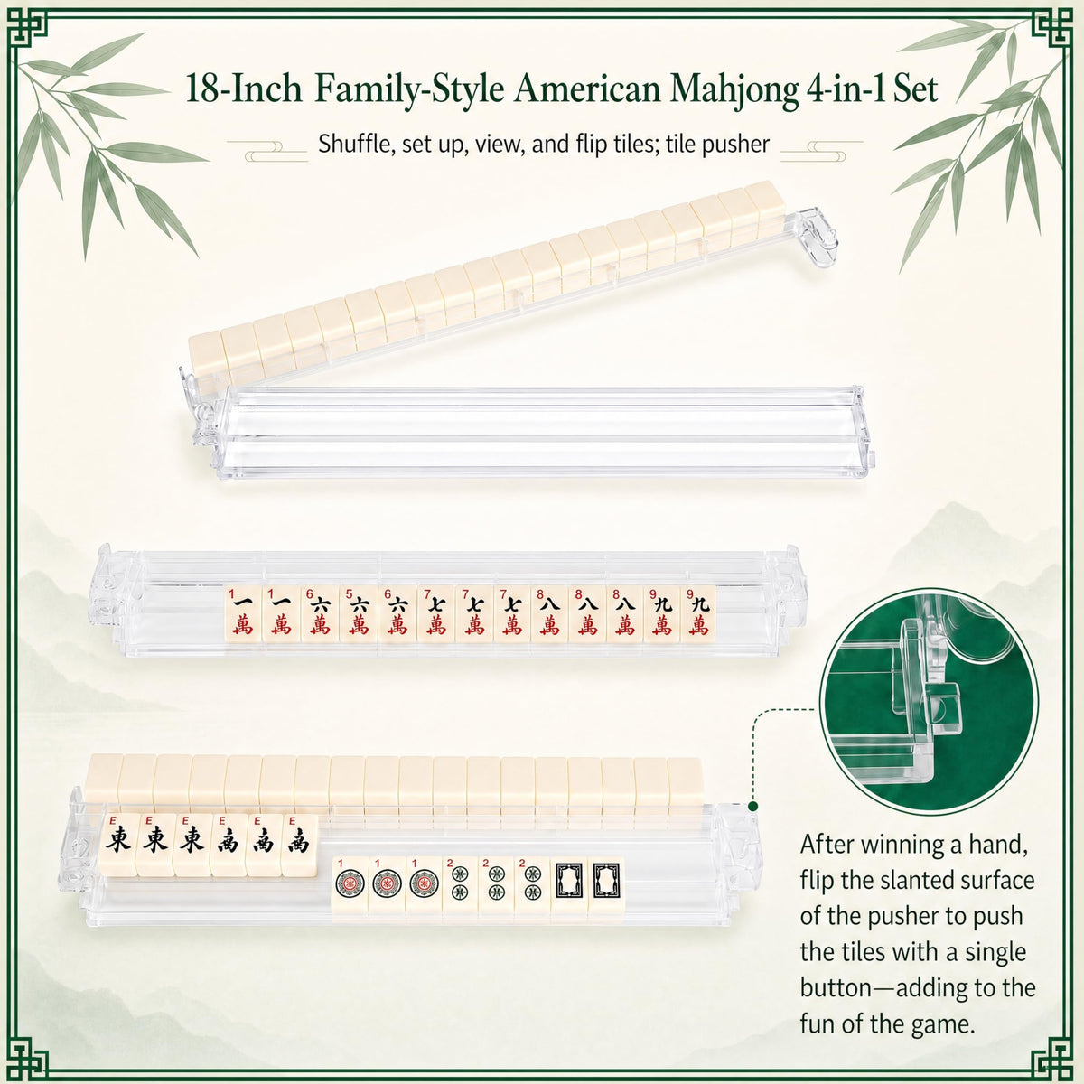 Cream 166 Acrylic Tiles American Mahjong Set J345793