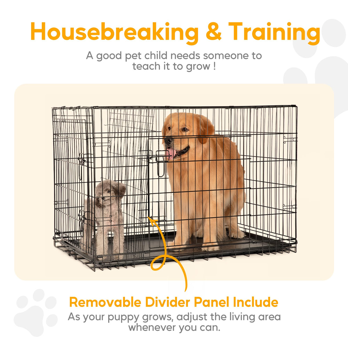 48 Inch Double Door Folding Metal Dog Crate with Divider E522