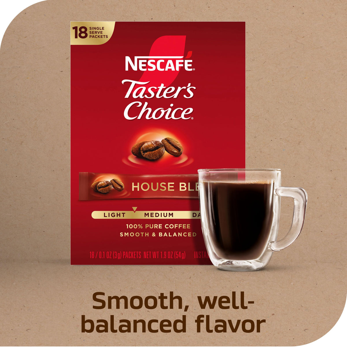 Instant Coffee Packets Light Medium Roast 144 Packets Y107276