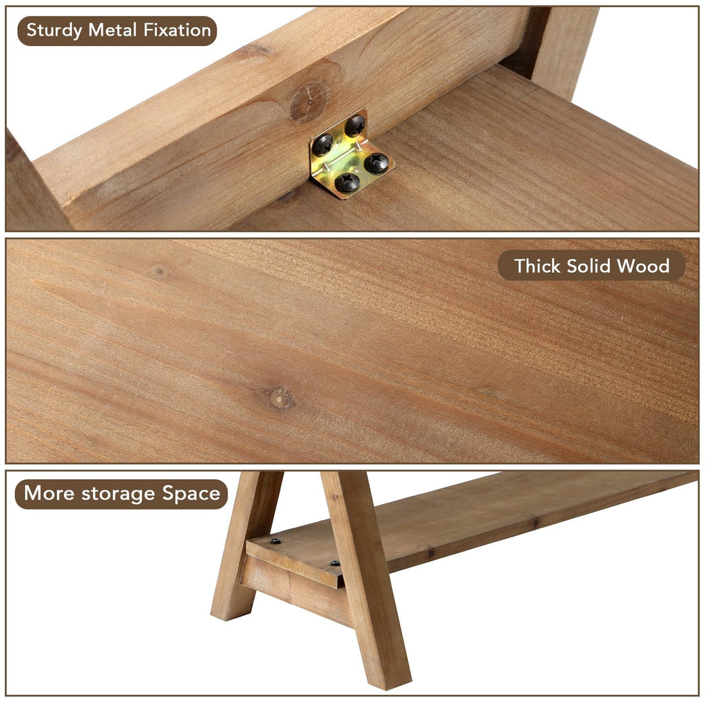 Solid Wood Bench with Shoe Storage P7739