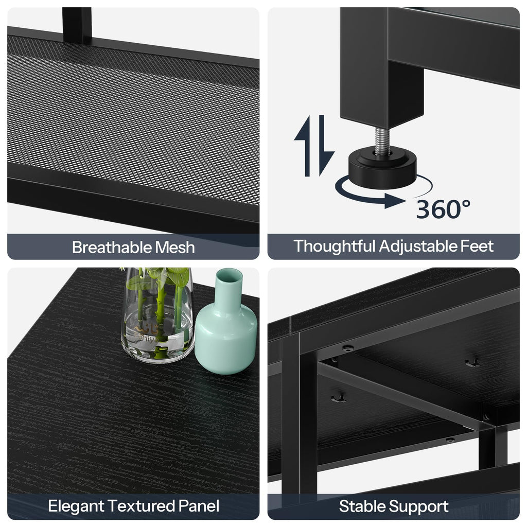 Black 4-Tier LED TV Stand with Charging Station F78905