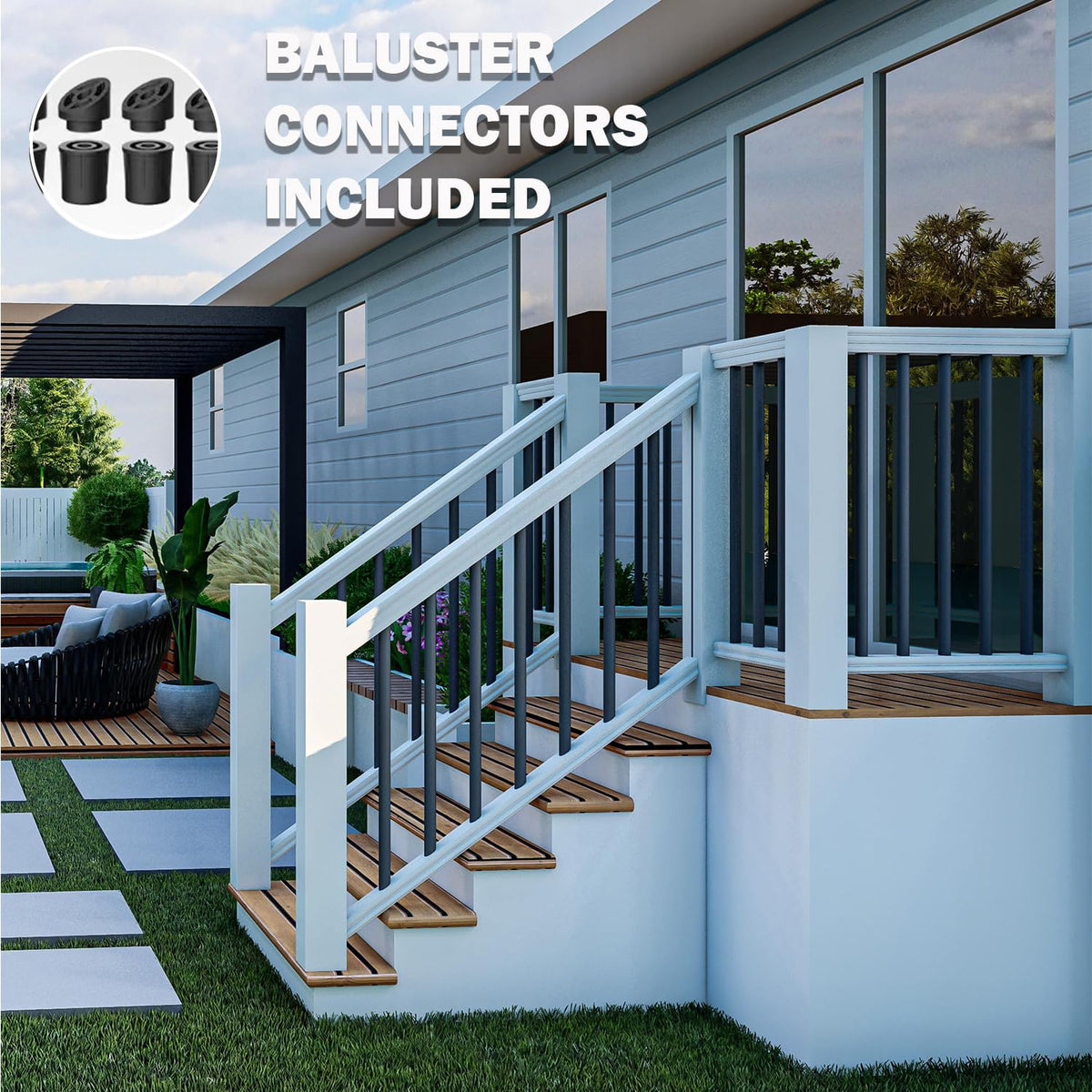 105 Pack 26" Black Aluminum Deck Balusters M658