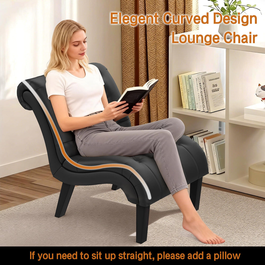 Black PU Leather Armless Accent Chair Set of 2 L64021