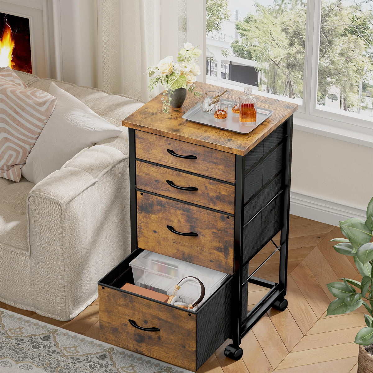 4 Drawer Rolling File Cabinet L362
