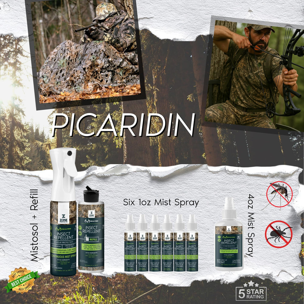 Picaridin Insect Repellent 10oz + 8oz + 6 x 1oz + 4oz N385