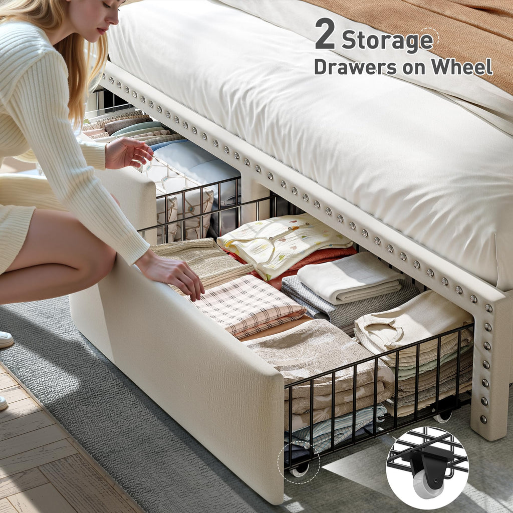 Queen Size Bed Frame with 2 Drawers R295