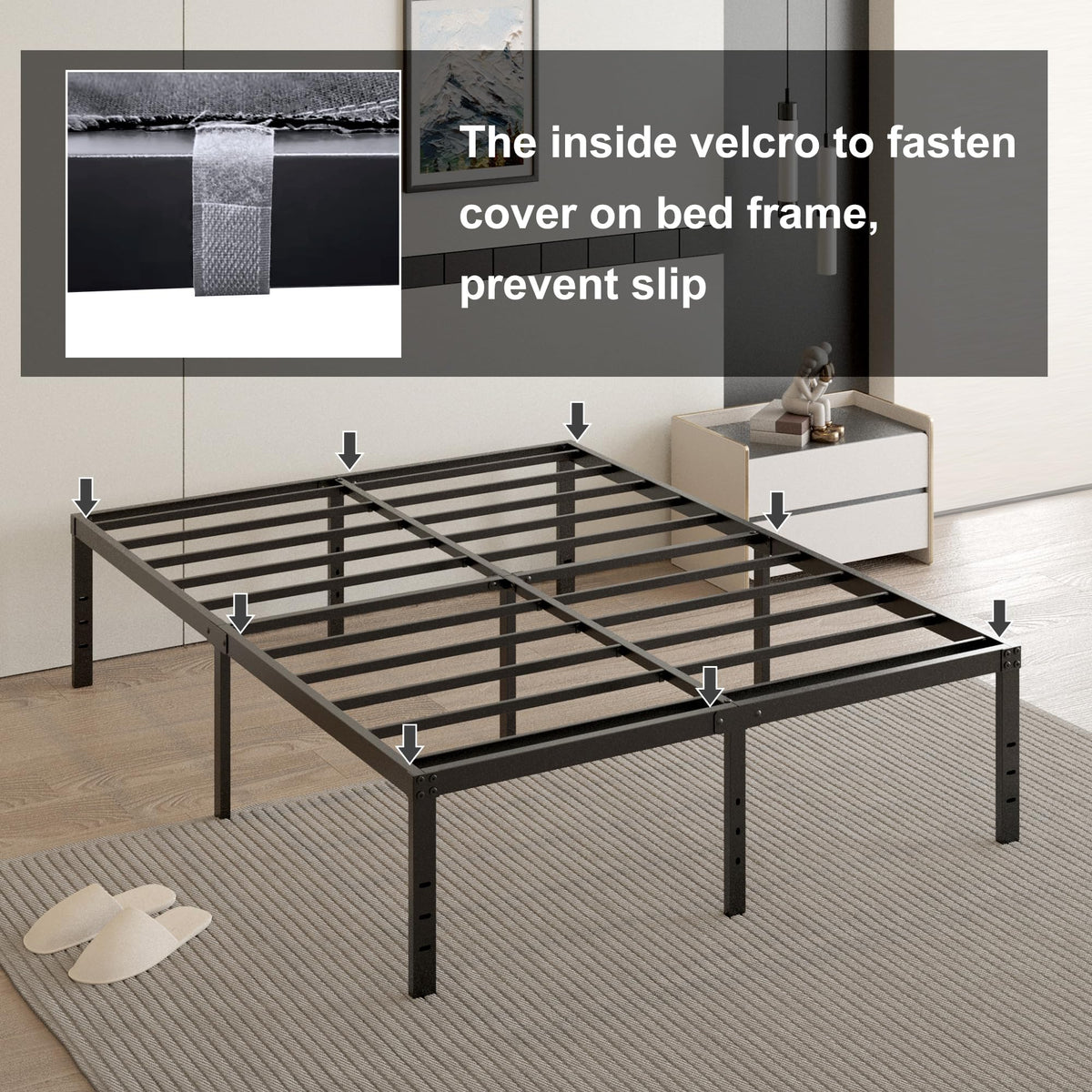 18 Inch Queen Size Metal Bed Frame C75558