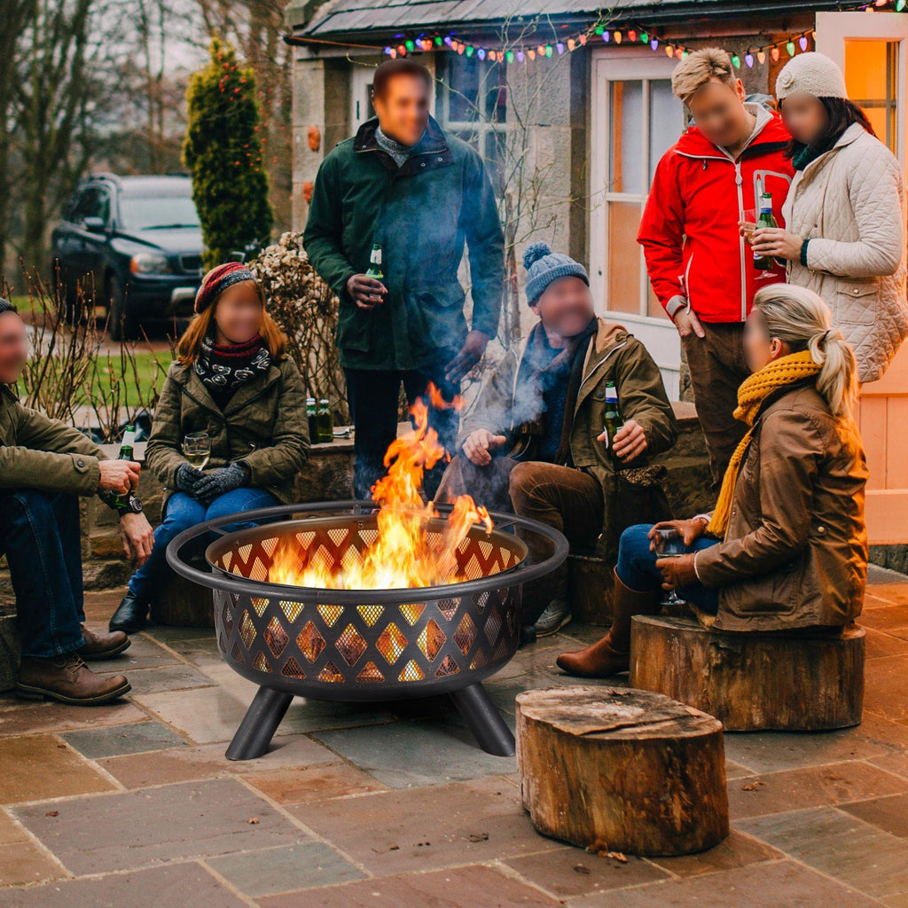 36in Wood Burning Fire Pit with Spark Screen B1063