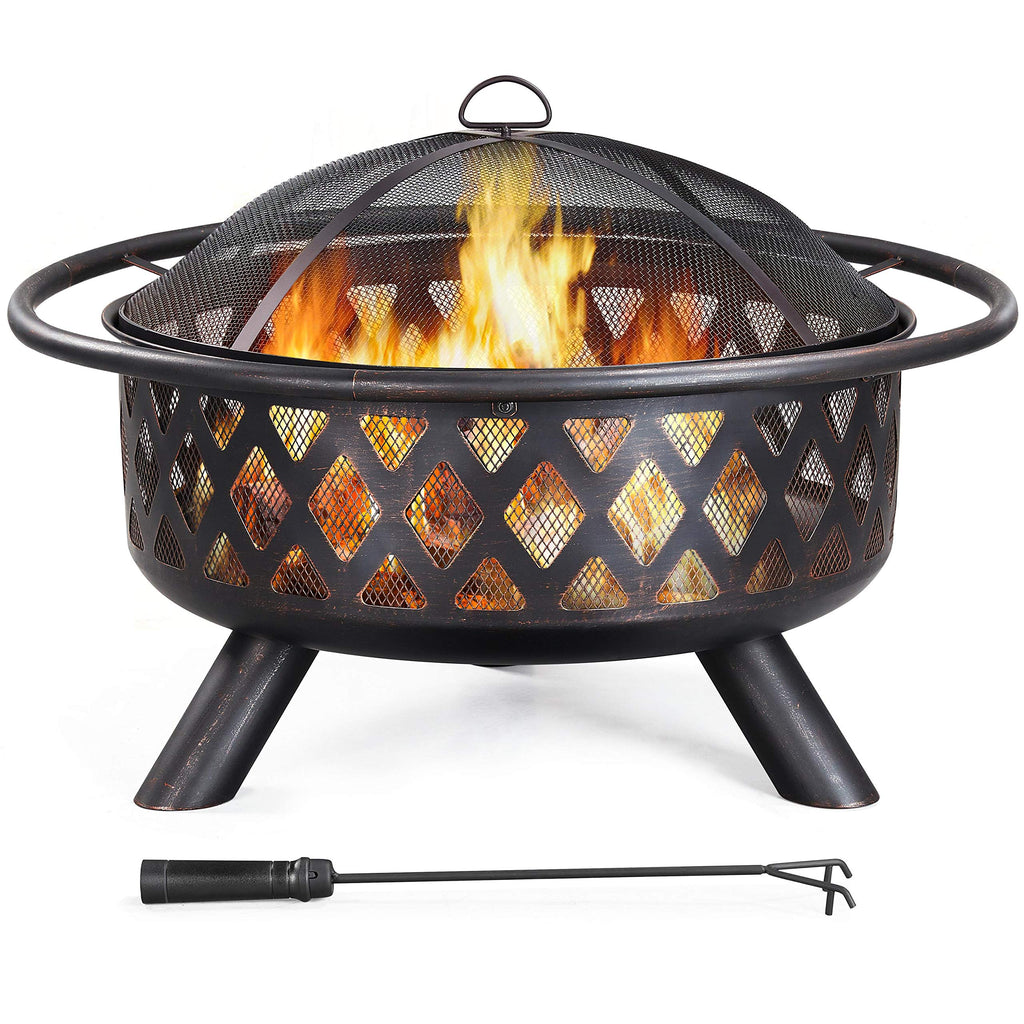 36in Wood Burning Fire Pit with Spark Screen B1063