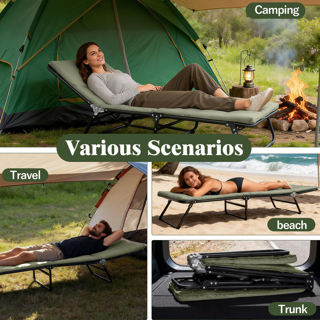 Camping Cot with Mattress Portable Folding Double Layer 1200D W882369